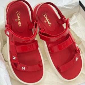 Chanel dad sandals red patent