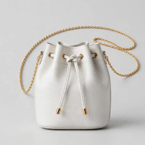 White Leather Mini Bucket Bag