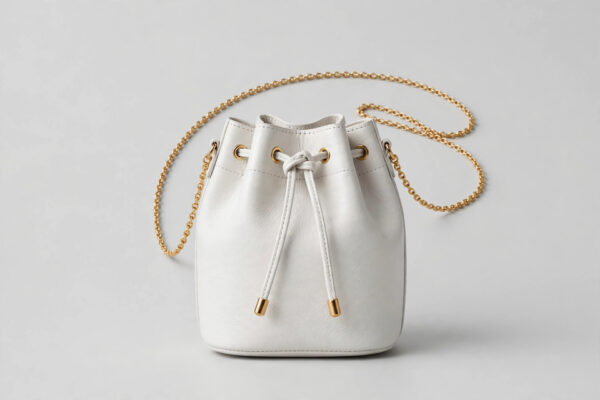 White Leather Mini Bucket Bag